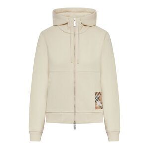 Burberry Women Felpa Con Cappuccio E Cerniera In Cotone Con Etichetta Check